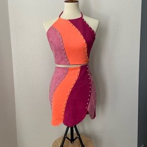 Two Piece Halter Top and Skirt Set